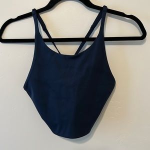 Girlfriend Collective Navy Criss Cross Back Sports Bra